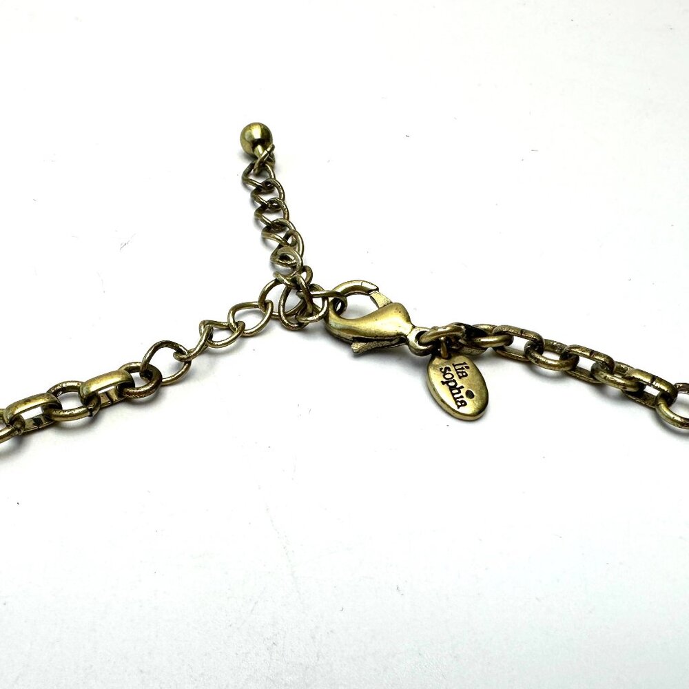 Lia Sophia Statement Bib Necklace with Lime Faceted Crystal Drops  — Y2K EUC - Picture 6 of 8
